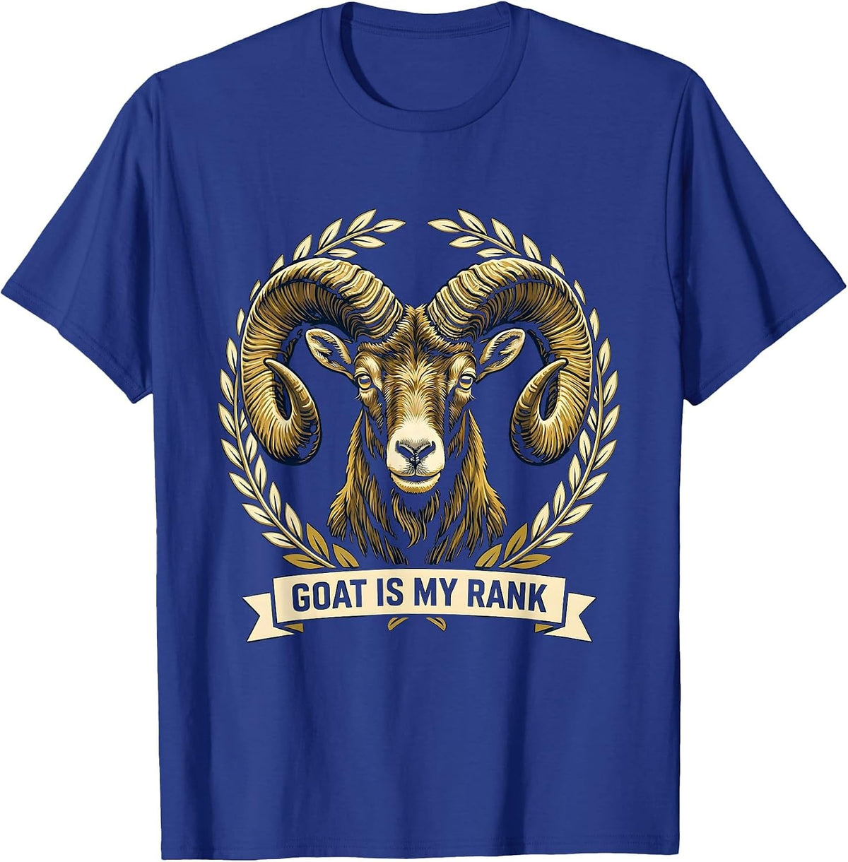 Men's GOAT Is My Rank Funny Goat Lover Sports Fan Humor T-Shirt - Royal Blue