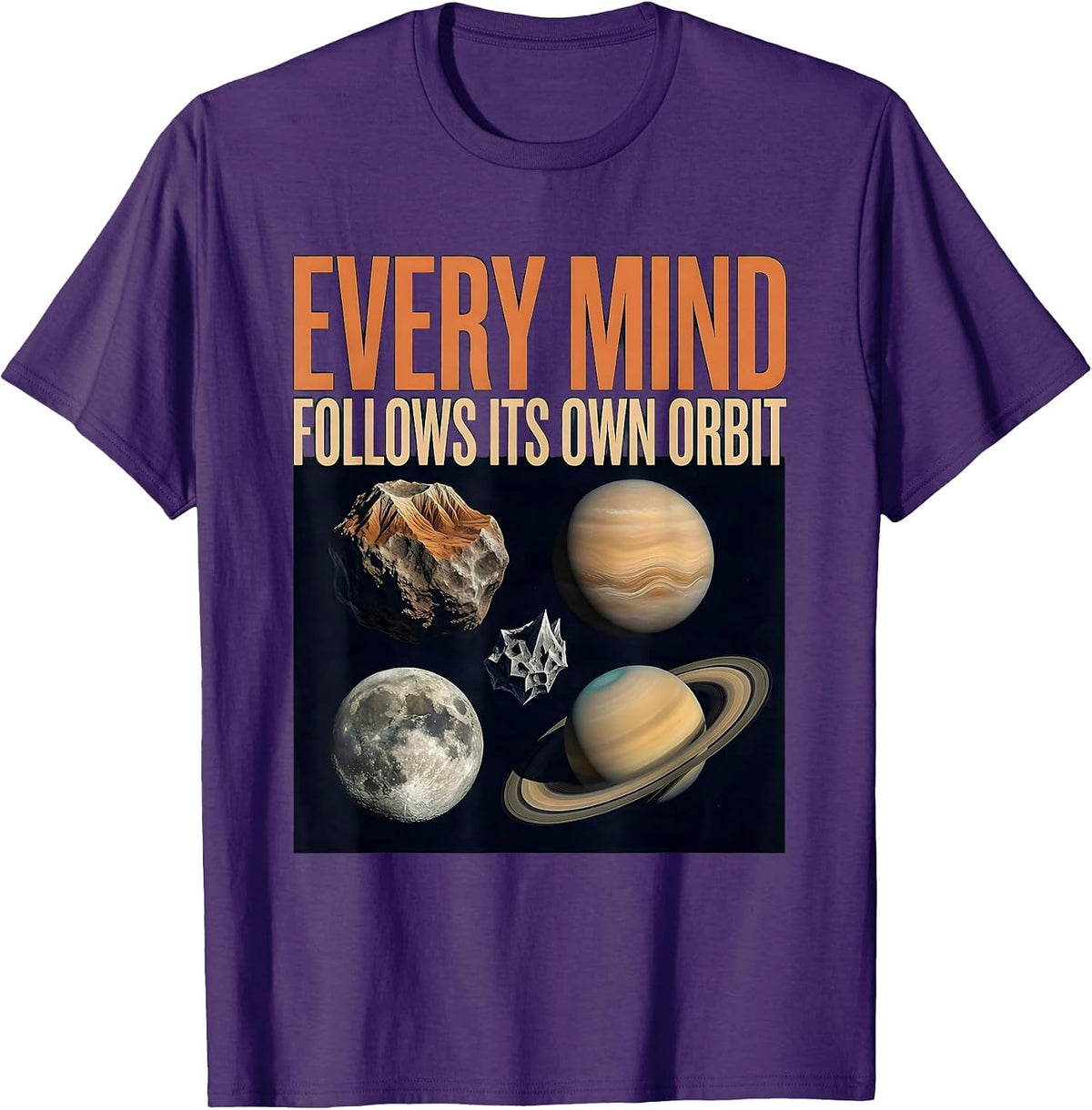 Every Mind Follows Its Own Orbit Neurodiverse Universe T-Shirt - Purple