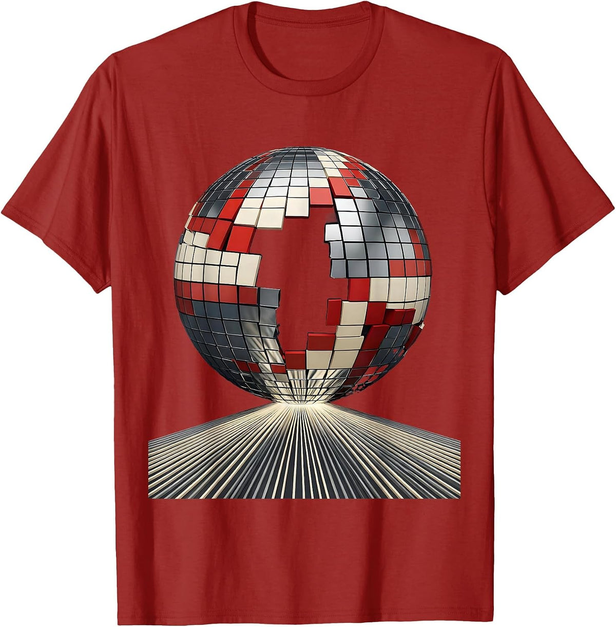 Men's Spinning Disco Ball Retro 70s Party Costume T-Shirt - Cranberry Red