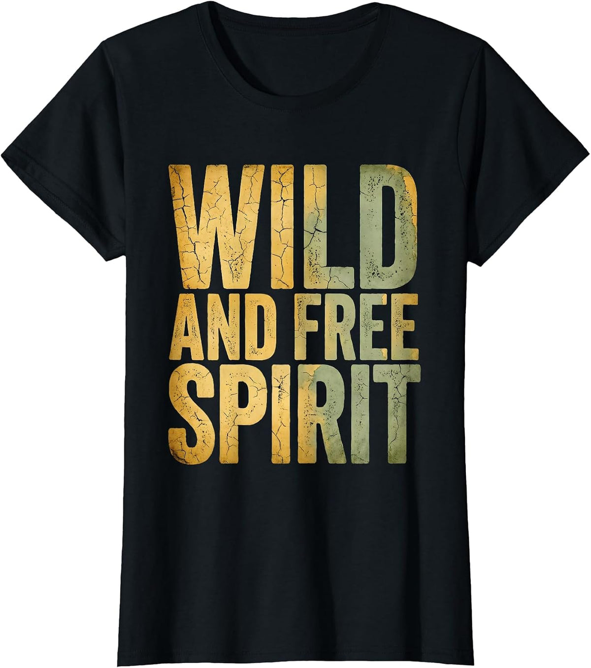 Wild and Free Spirit White Cowgirl Design T-Shirt - Black