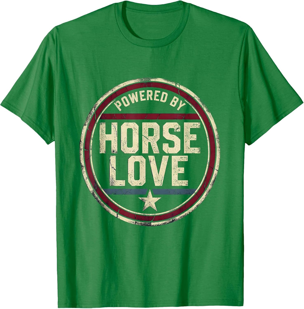 Men's Powered by Horse Love Equestrian Design T-Shirt - Kelly Green