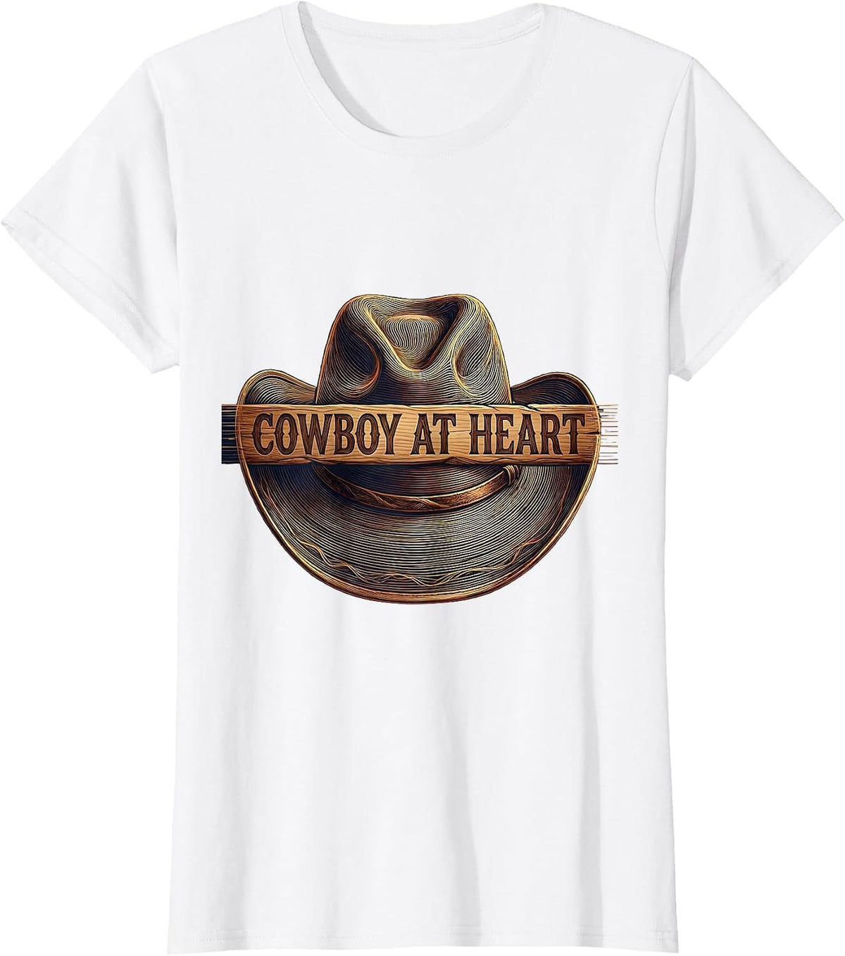 Women's Cowboy At Heart Western Spirit Design T-Shirt - White