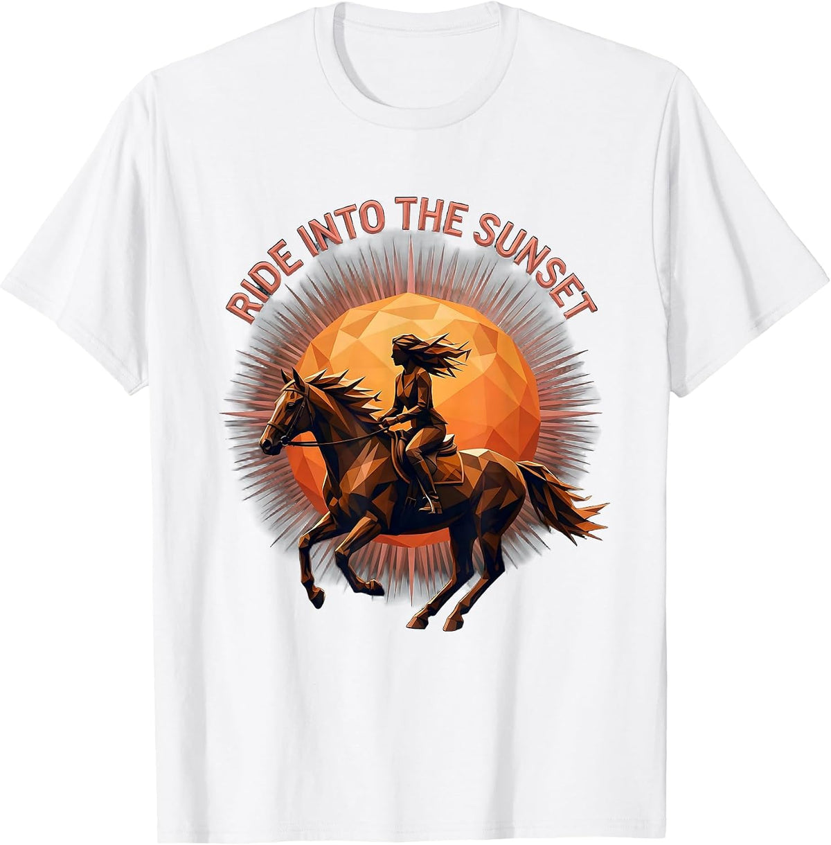 Men's Ride Into the Sunset Western Cowgirl Design T-Shirt - White