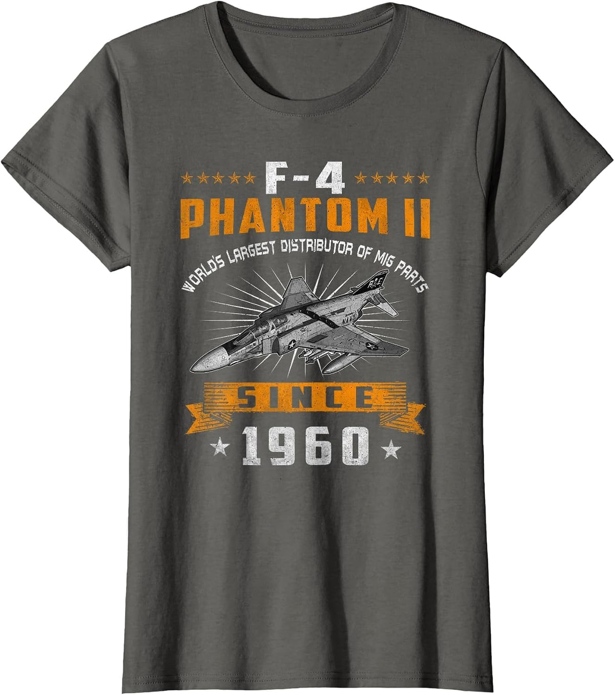 F-4 Phantom II Fighter Jet Military Aircraft Veteran T-Shirt - Asphalt Grey