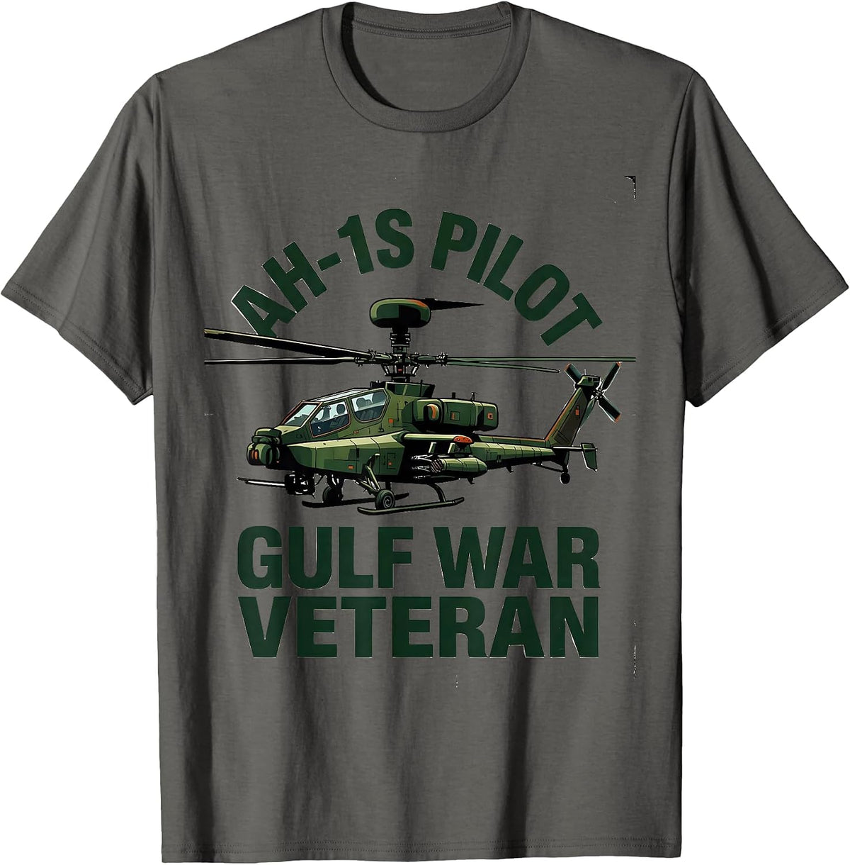 AH-1S Pilot Gulf War Veteran Vintage Helicopter Pilot T-Shirt - Asphalt Grey