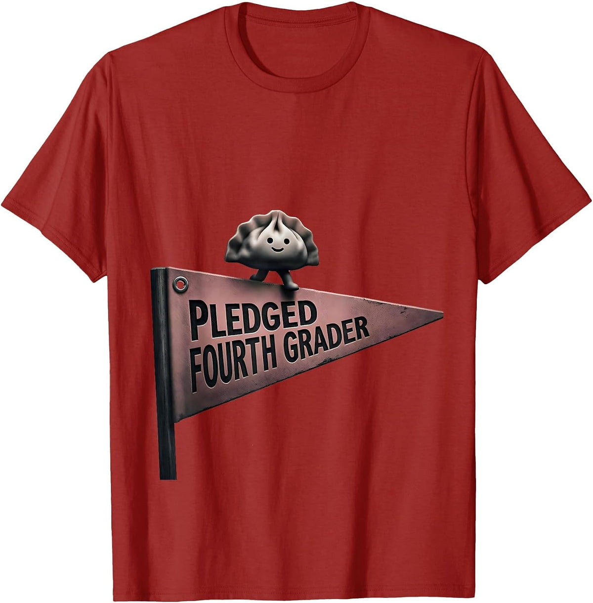 Men's Pledged Fourth Grader Kawaii Dumpling Girl Back to School T-Shirt - Cranberry Red