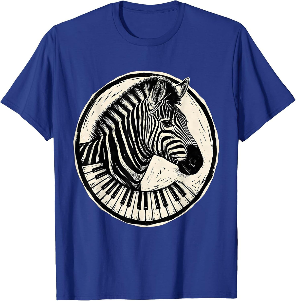 Zebra Stripes Piano Keys Music Art Design T-Shirt - Royal Blue