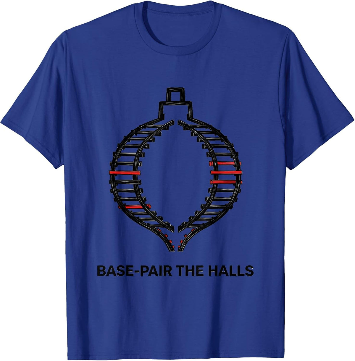 Base-Pair the Halls Funny Science Teacher DNA Helix T-Shirt - Royal Blue