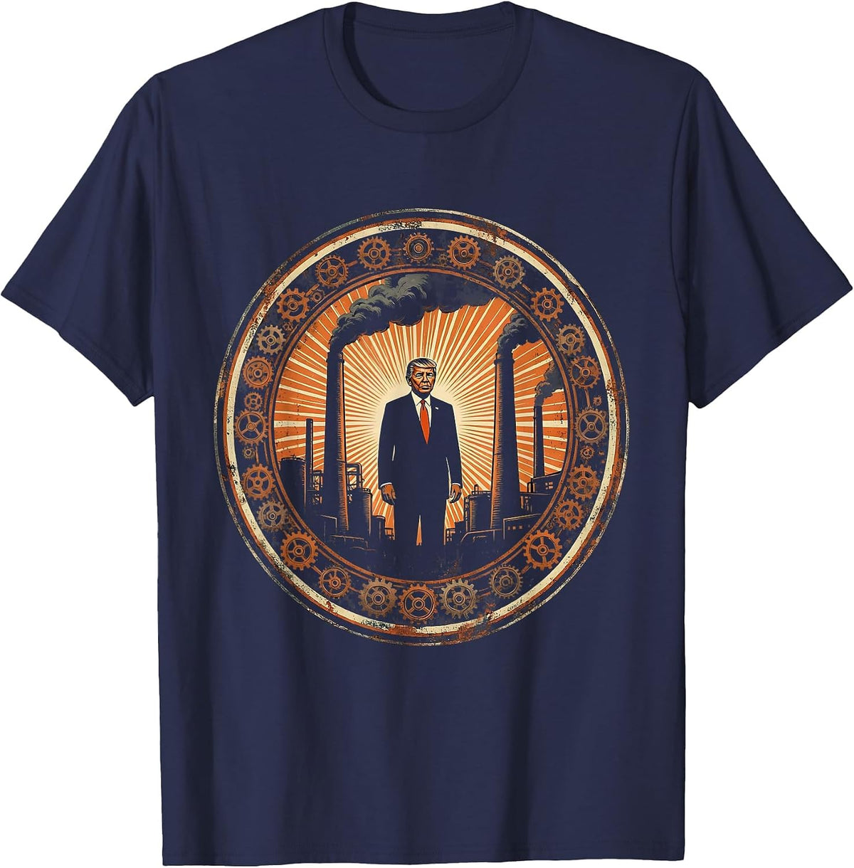 President Pride Labor Day Silhouette Sunrise T-Shirt - Navy Blue