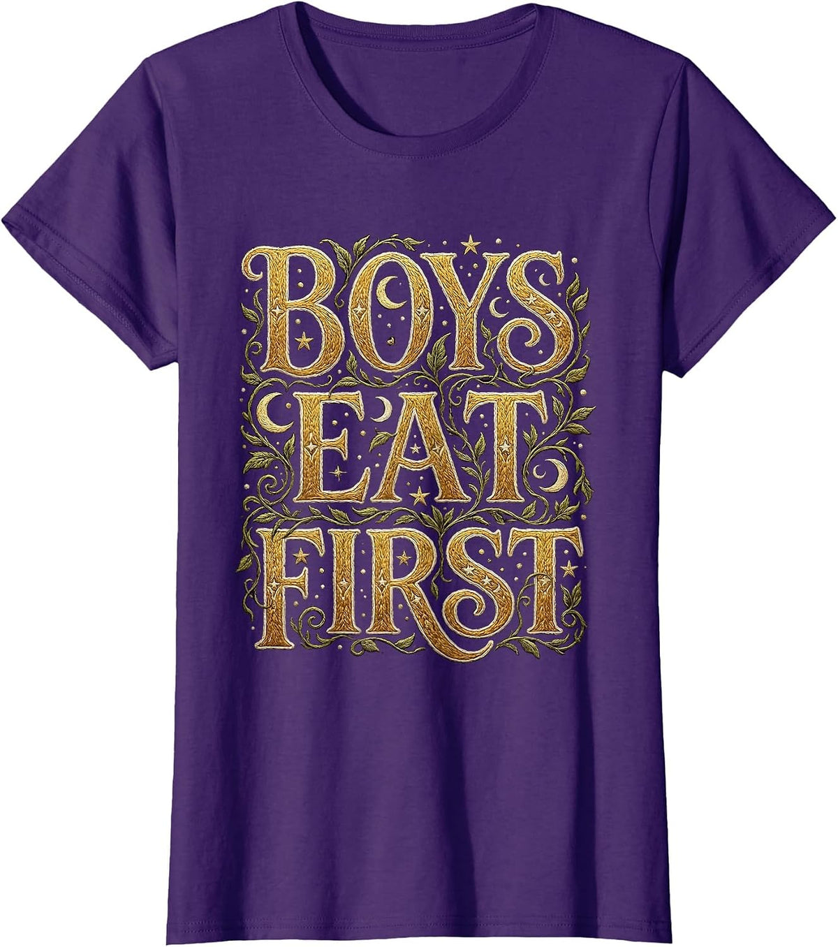 Boys Eat First Funny Thanksgiving Design T-Shirt - Purple