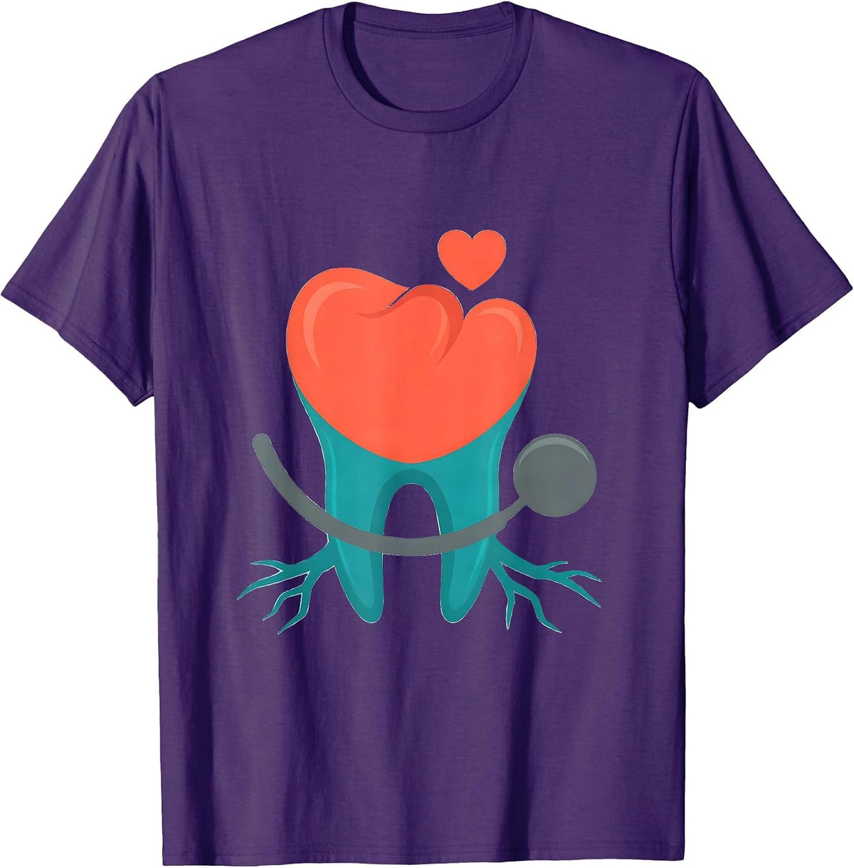 Men's Heart Crowned Molar Dental Professional Funny Valentine Gift T-Shirt - Purple