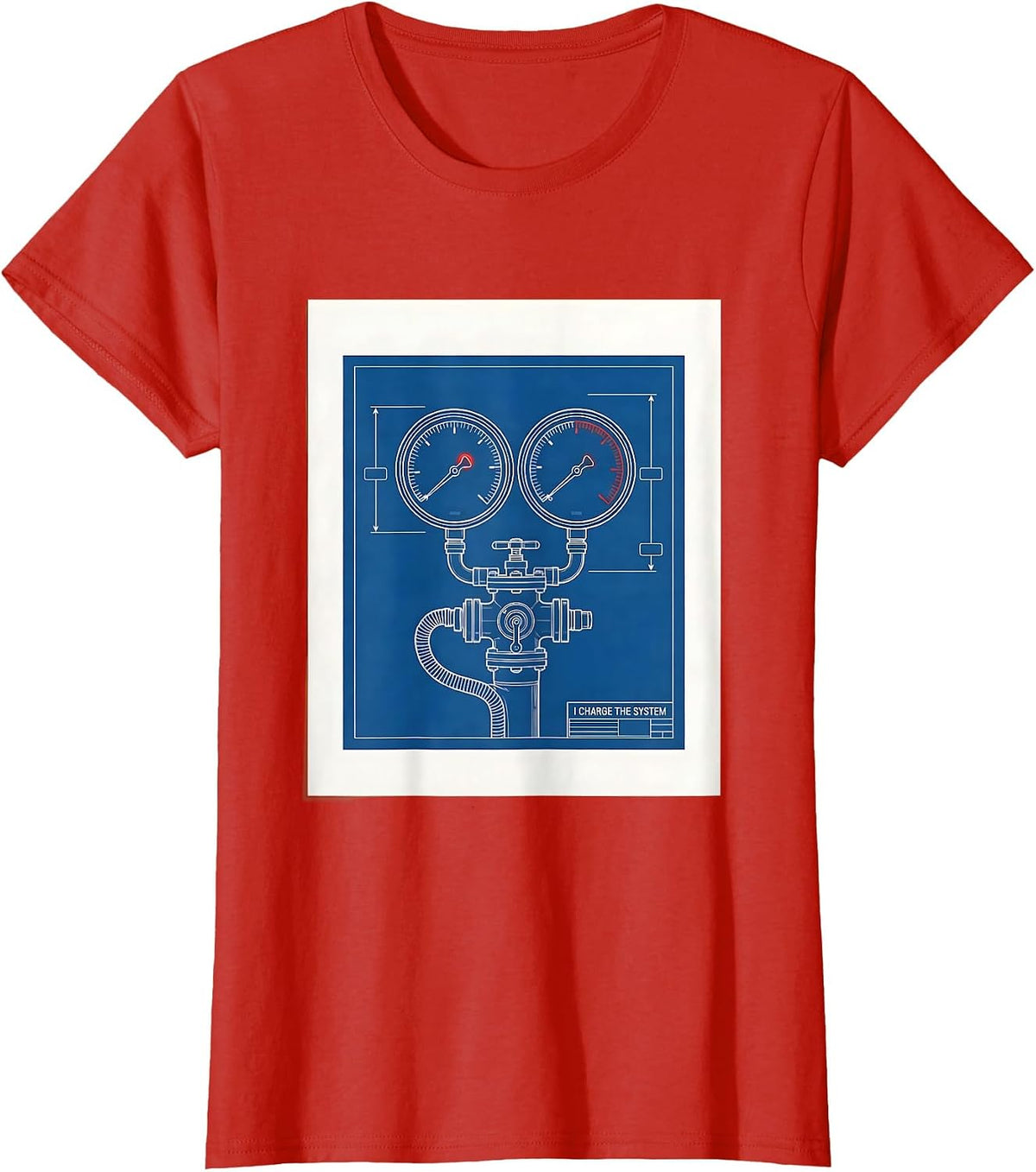 I Charge The System Funny HVAC Technician Charging Pride T-Shirt - Red
