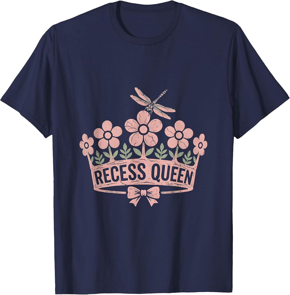 Recess Queen 4th Grade School Design T-Shirt - Navy Blue
