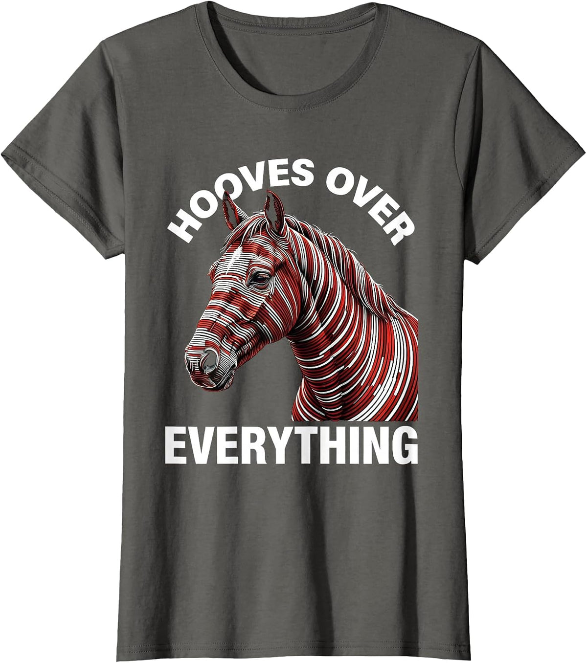 Women's Hooves Over Everything Horse Lover Design T-Shirt - Asphalt Grey