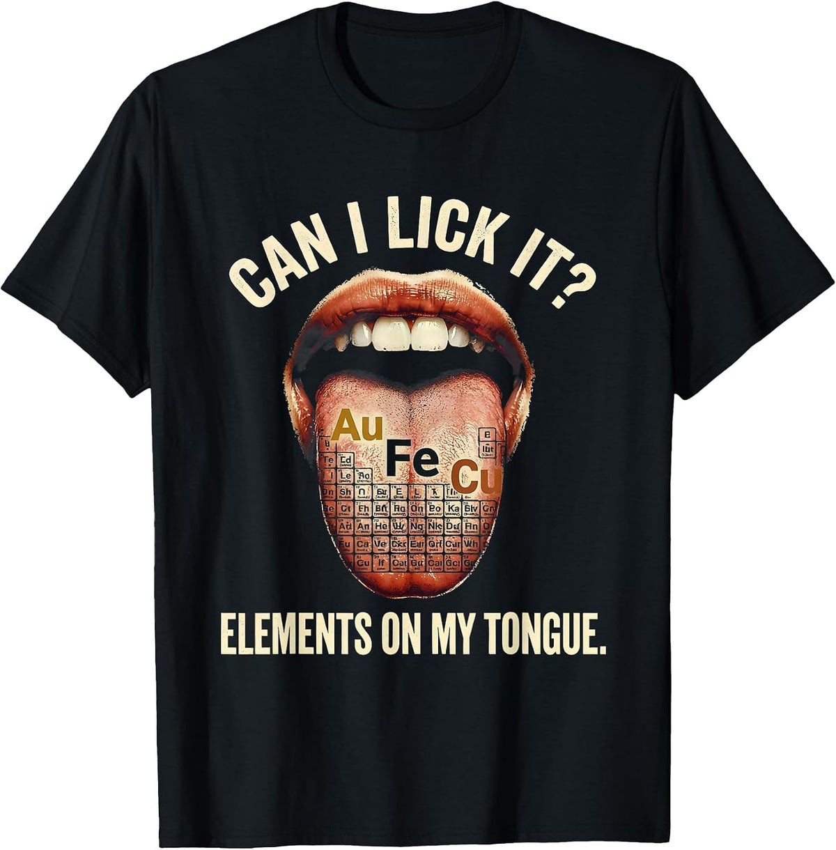 Men's Can I Lick It Periodic Table Elements Design T-Shirt - Black
