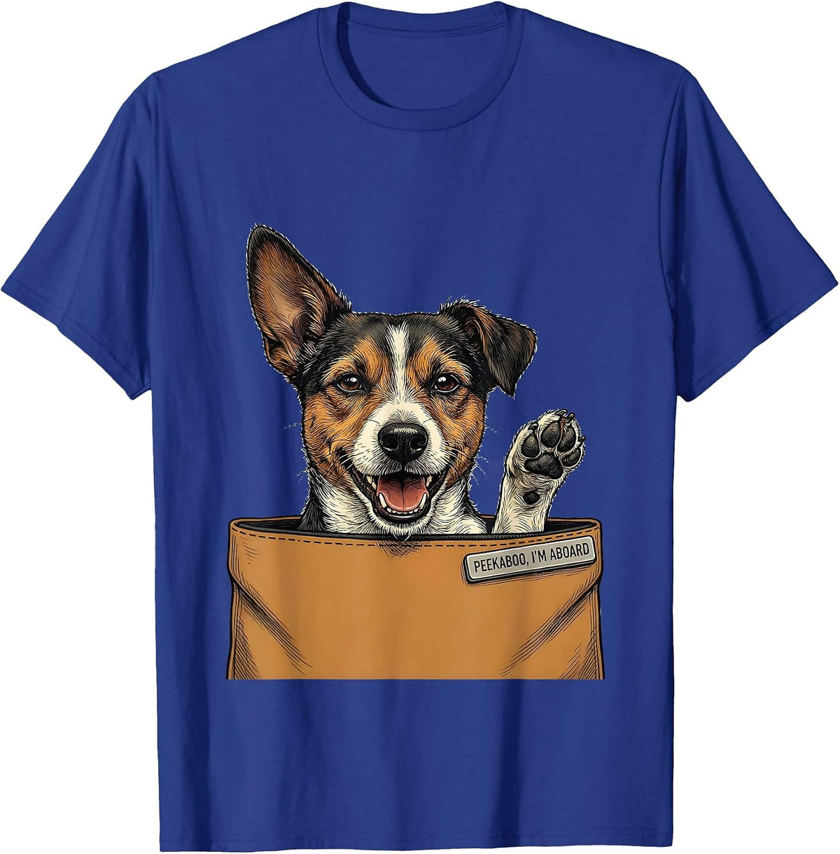 Men's Peekaboo I'm Aboard Funny Jack Russell Terrier Pet Lover T-Shirt - Royal Blue