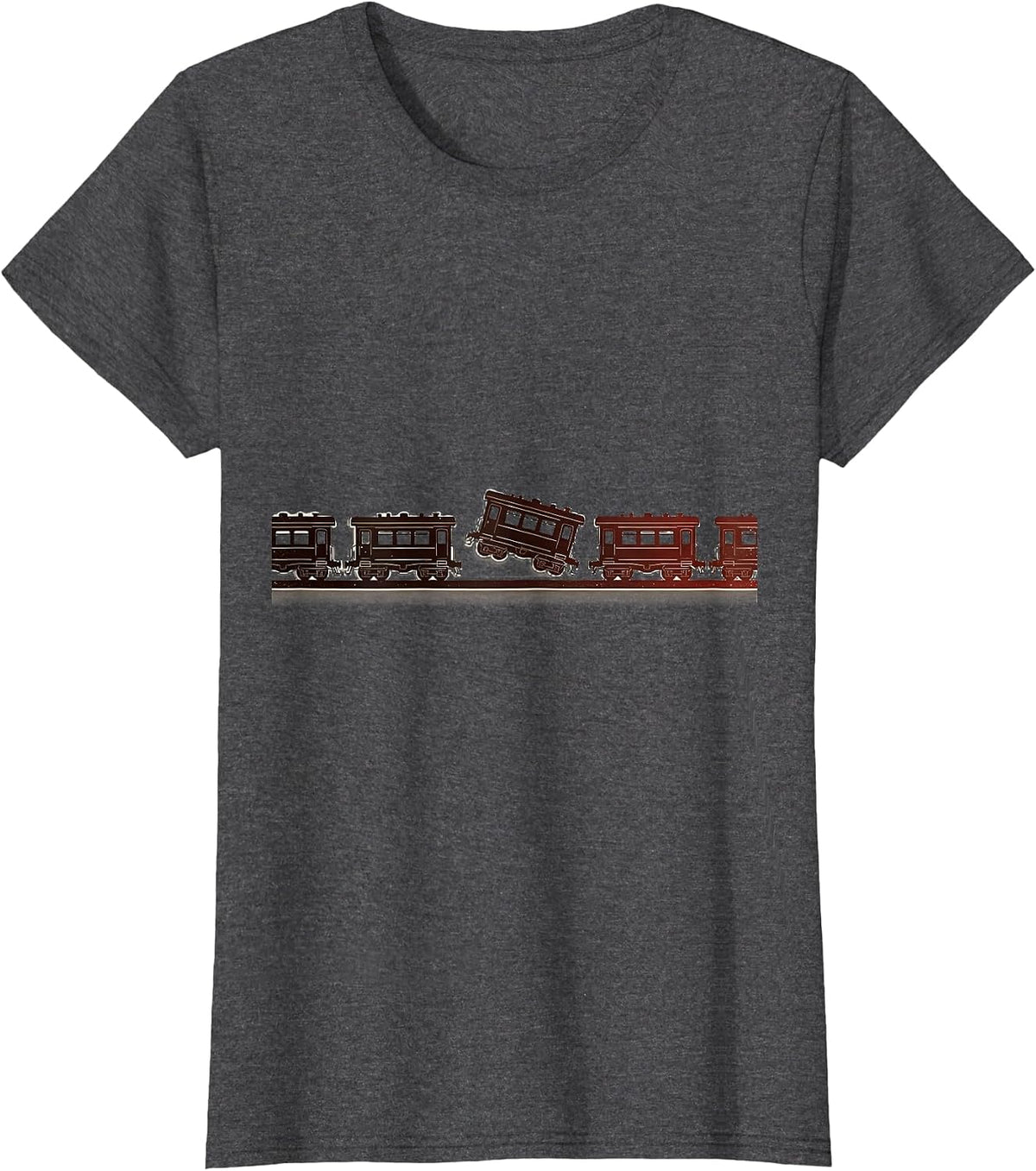 Women's Model Train Car Hoarding Funny Collector T-Shirt - Dark Heather Grey