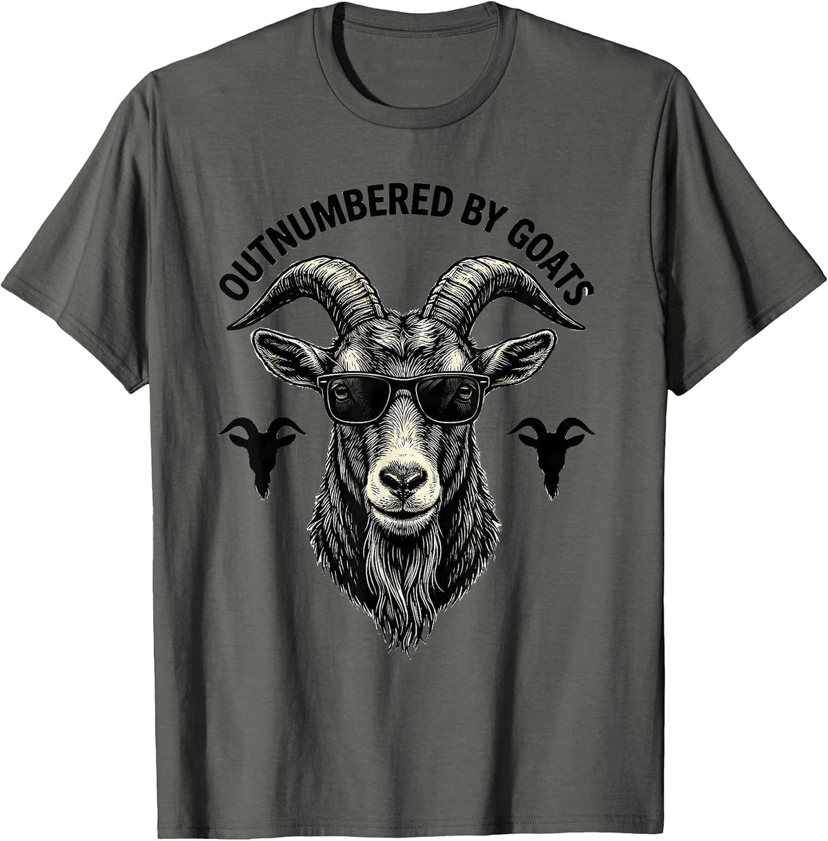 Outnumbered By Goats Funny Goat Lover Novelty Humor T-Shirt - Asphalt Grey