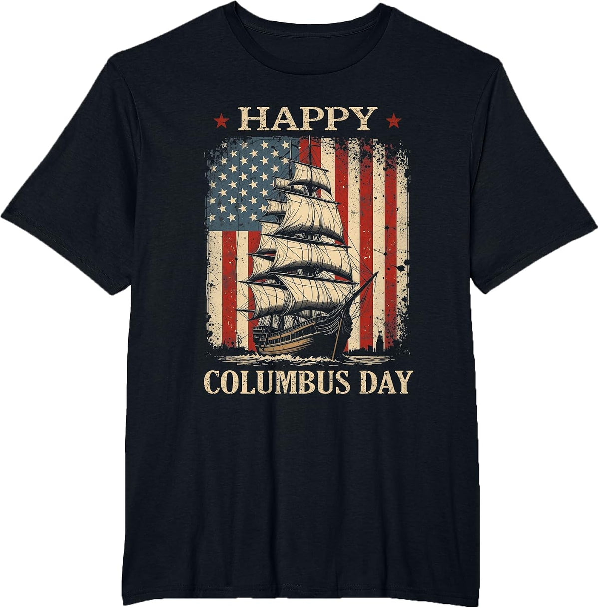 Happy Columbus Day Design Christopher Columbus Italian T-Shirt - Black