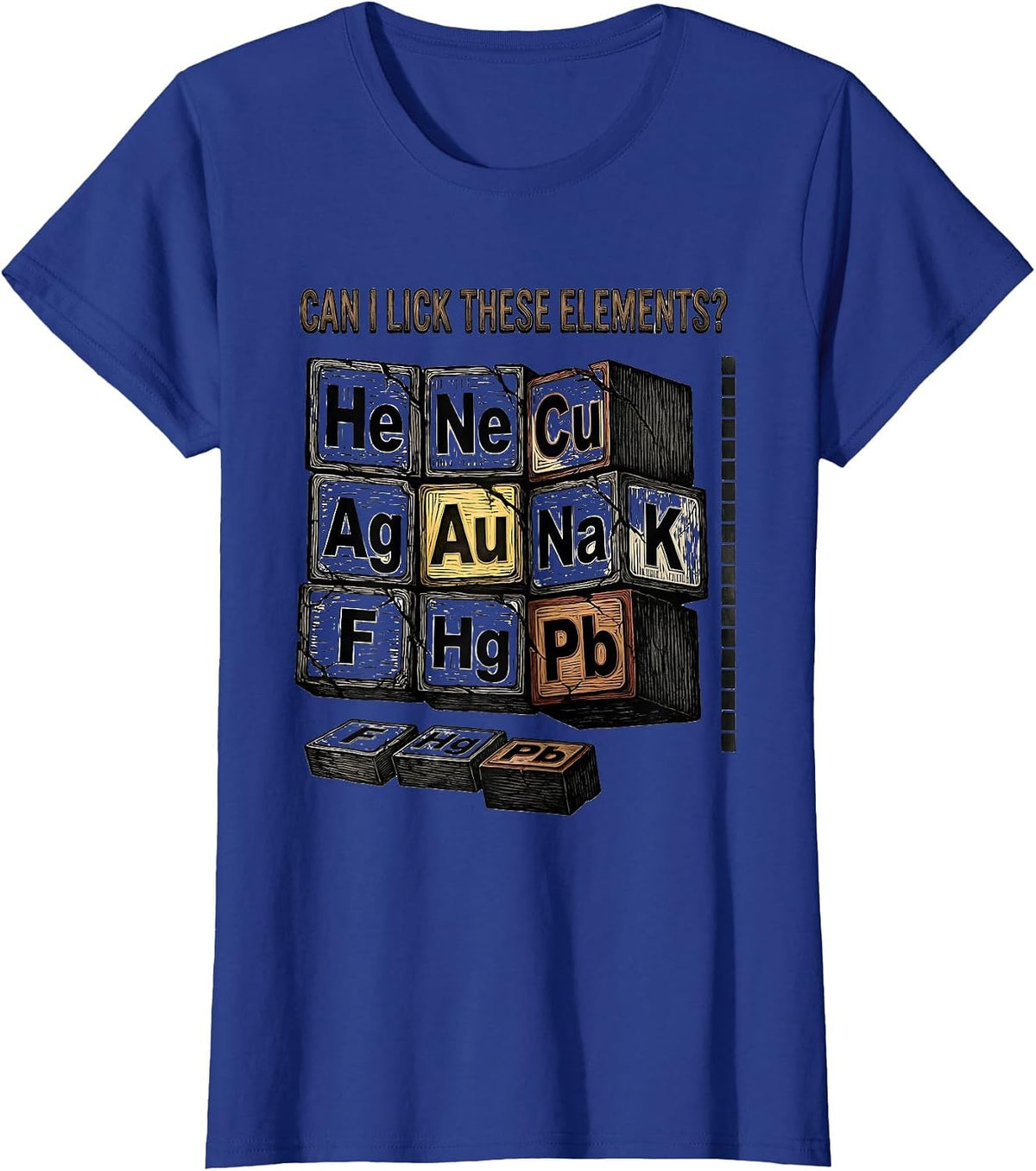 Women's Can I Lick These Elements Funny Periodic Table Science T-Shirt - Royal Blue