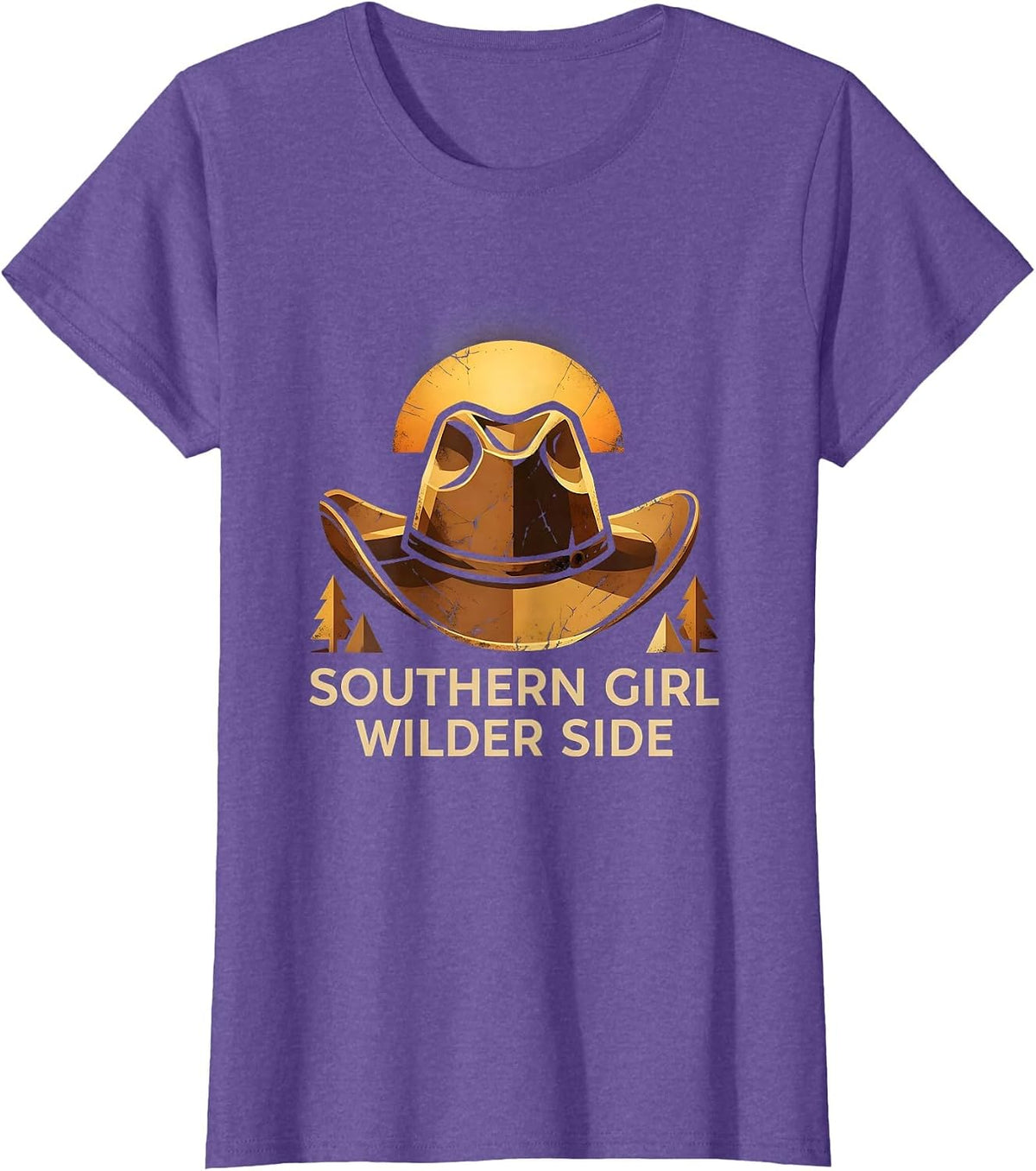 Women's Southern Girl Wilder Side Cowboy Design T-Shirt - Purple Heather