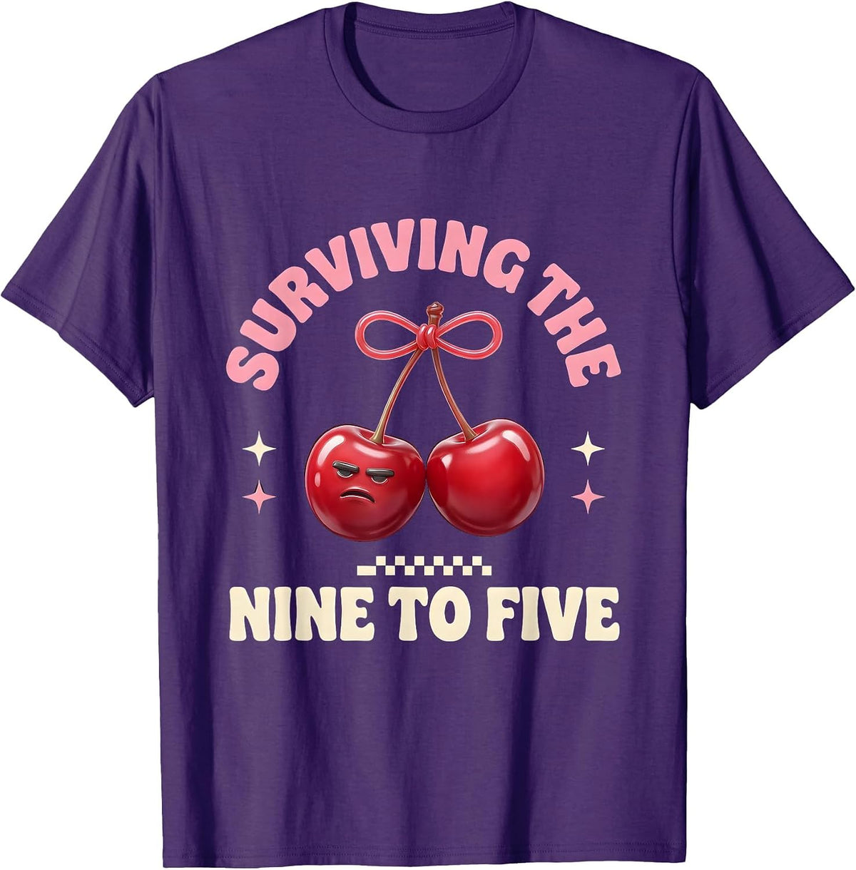 Surviving the Nine to Five Workplace Humor Design T-Shirt - Purple