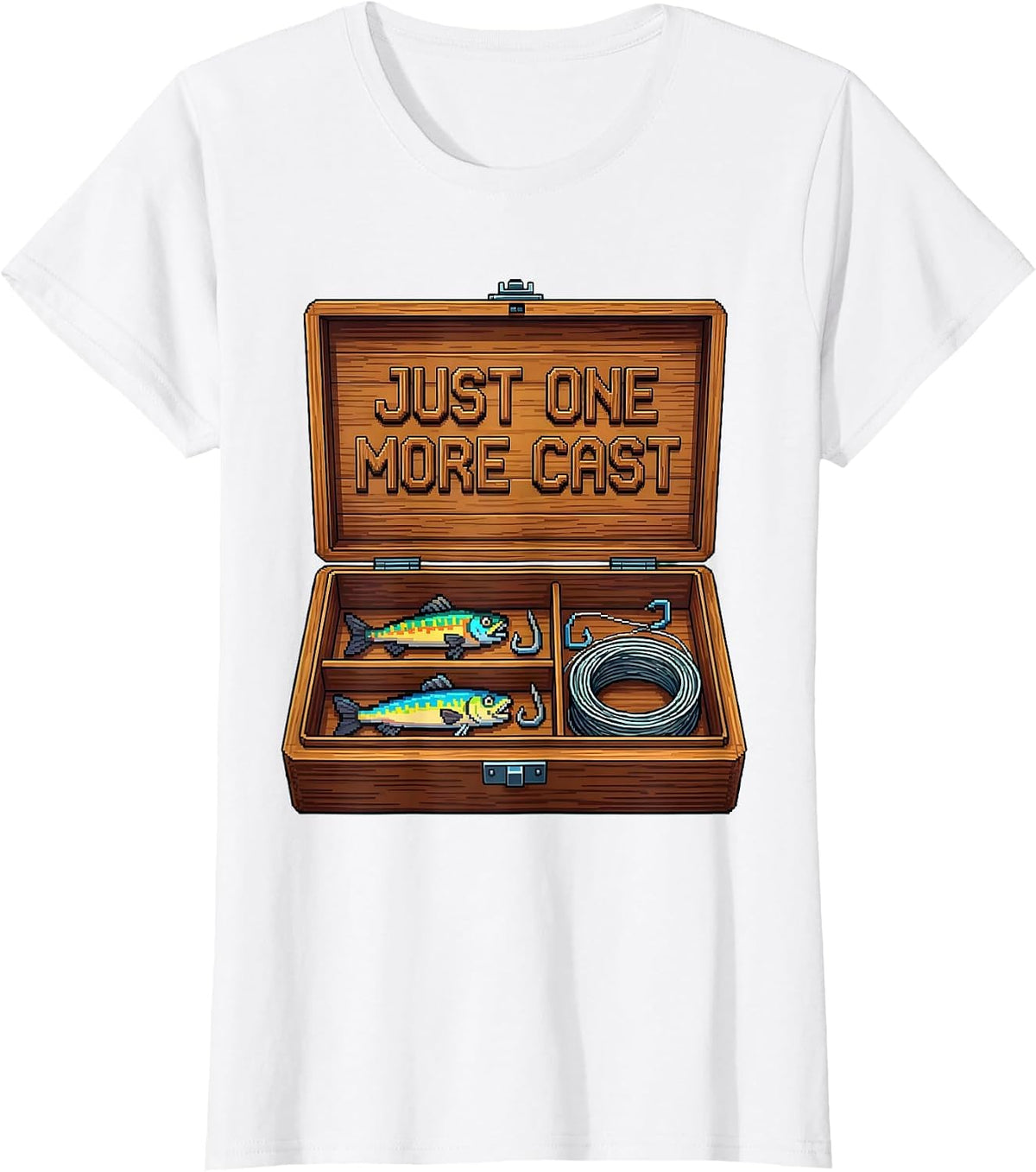 Just One More Cast Fishing Graphic Design T-Shirt - White