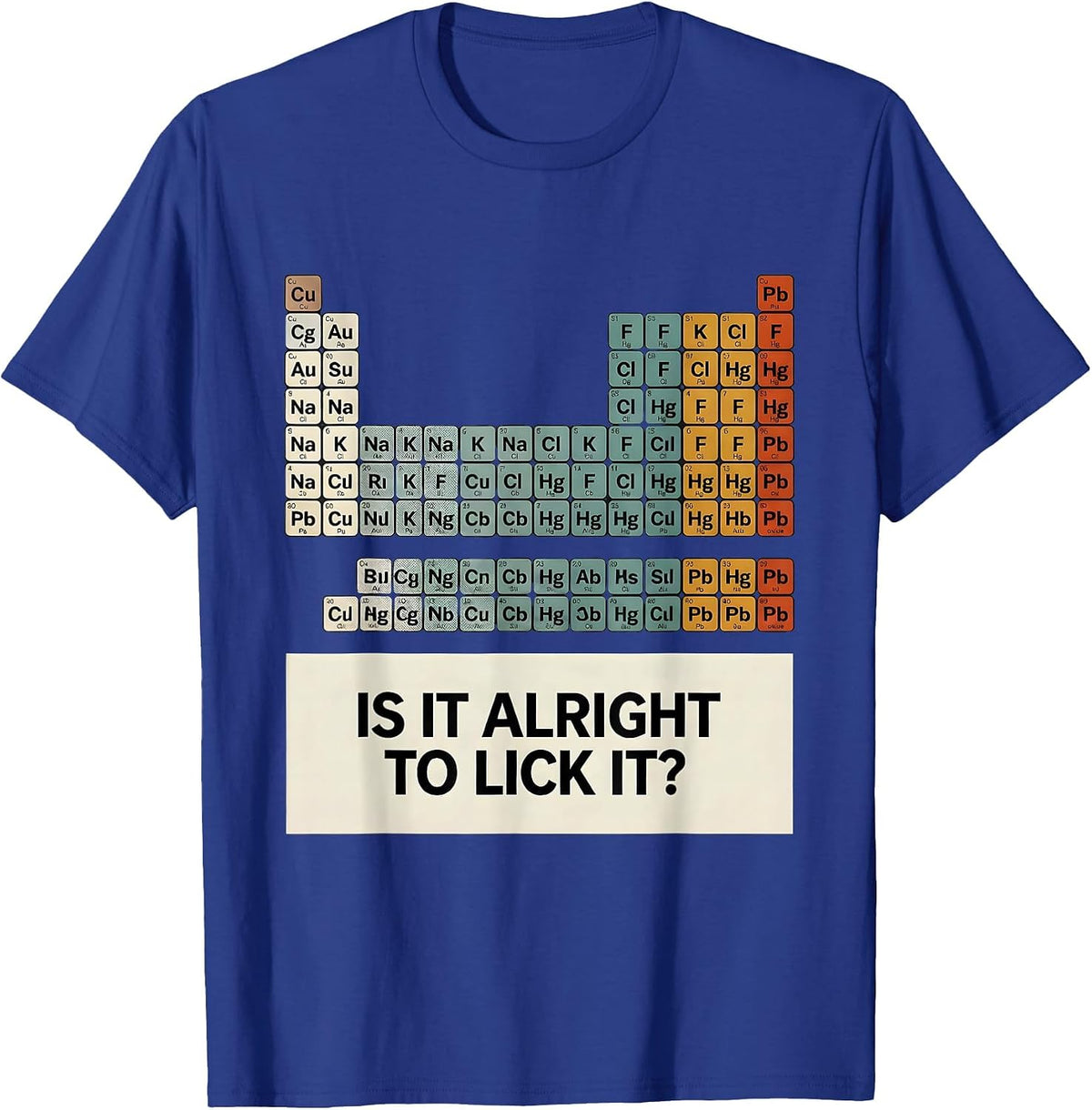 Men's Is It Alright To Lick It Funny Periodic Table Science T-Shirt - Royal Blue