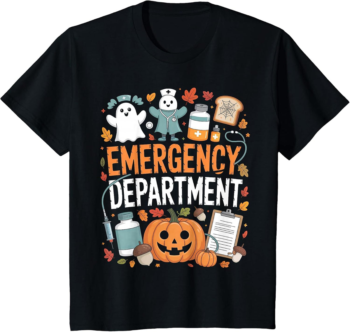 Emergency Department Funny ER Nurse Halloween Spooky Season T-Shirt - Black
