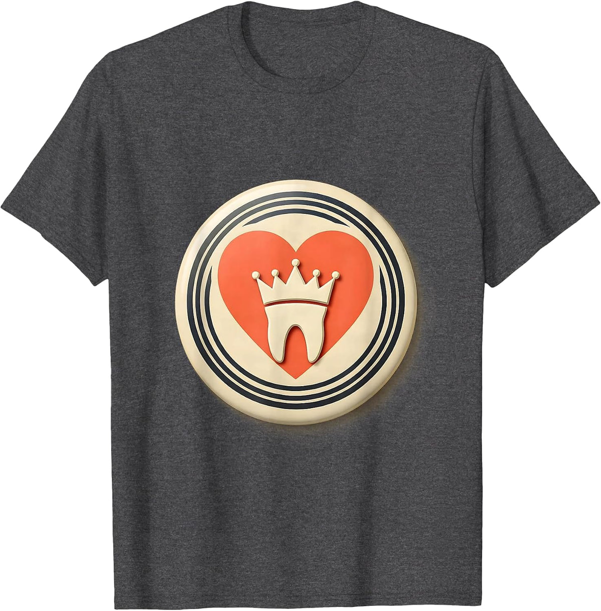 Men's Sealed Dental Tooth Badge Midcentury Modern Valentine T-Shirt - Dark Heather Grey