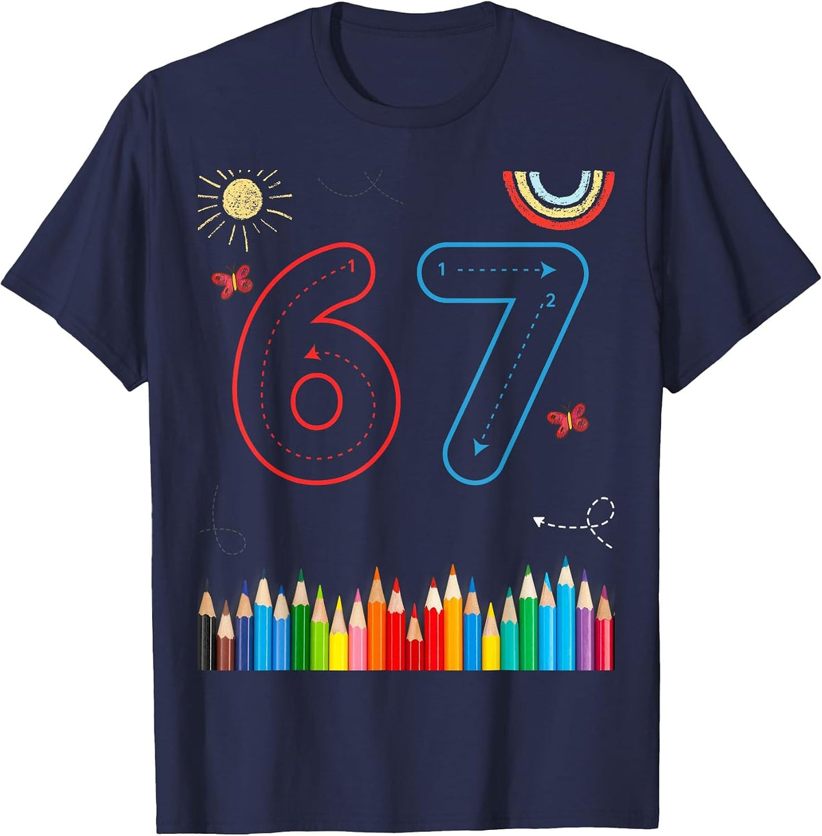 67 Tracing Funny Meme Elementary School Teachers T-Shirt - Navy Blue