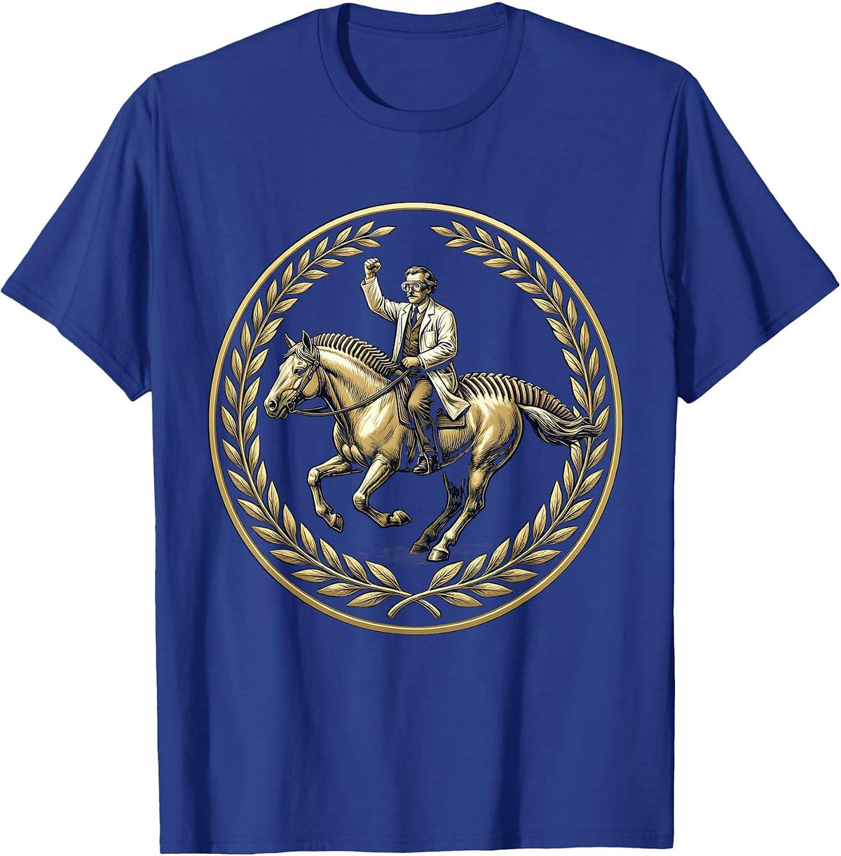 Men's Scientist Riding Giant Mitochondria Biology Gift T-Shirt - Royal Blue