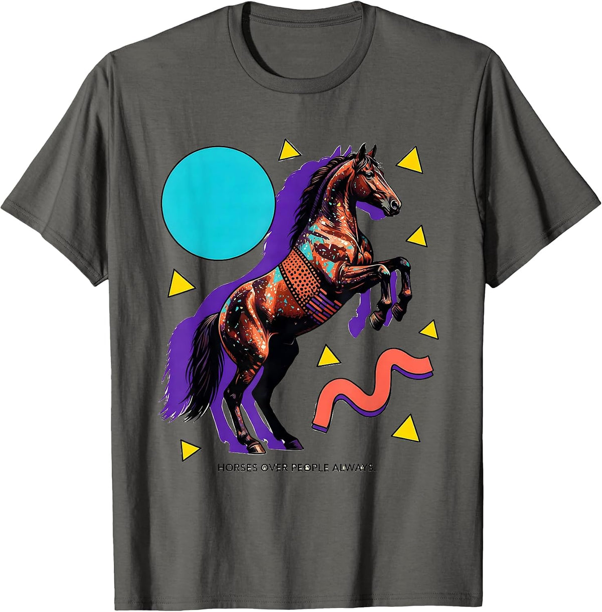 Horses Over People Always Equestrian Design T-Shirt - Asphalt Grey