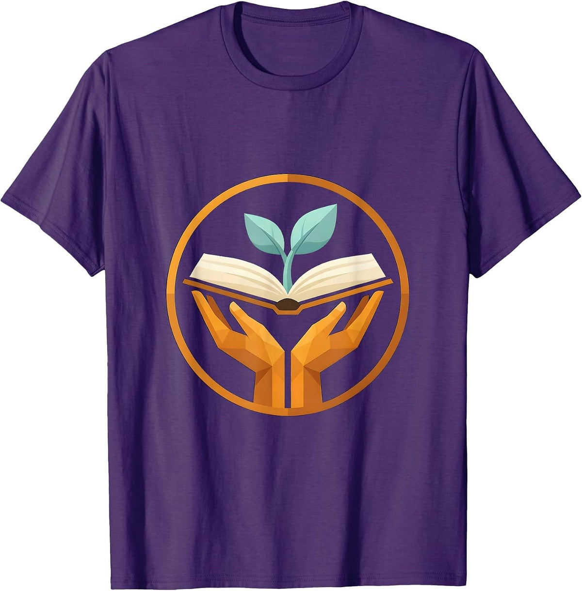 Teacher Hands Seedling Book Growth Graphic T-Shirt - Purple