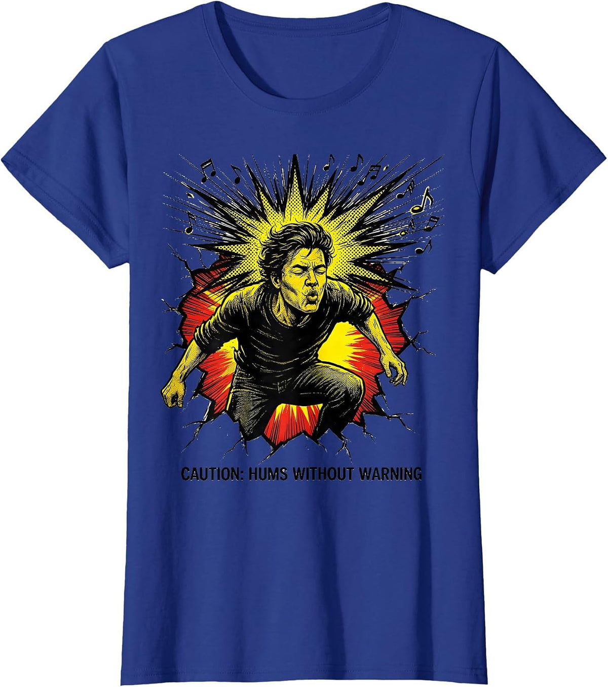 Women's Caution: Hums Without Warning Funny Music Lover Musician T-Shirt - Royal Blue