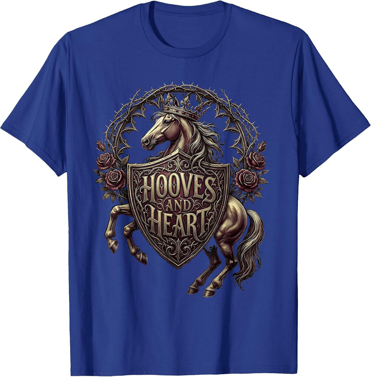 Hooves and Heart Horse Lover Women Design T-Shirt - Royal Blue