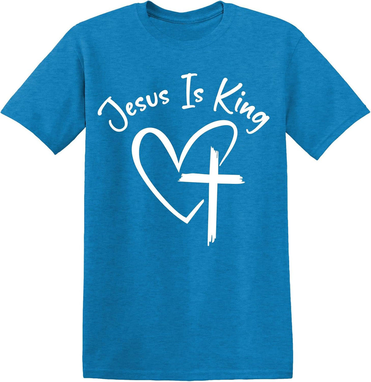 Jesus Shirt Religious Gifts Christian Graphic Tees for Men - Heather Sapphire