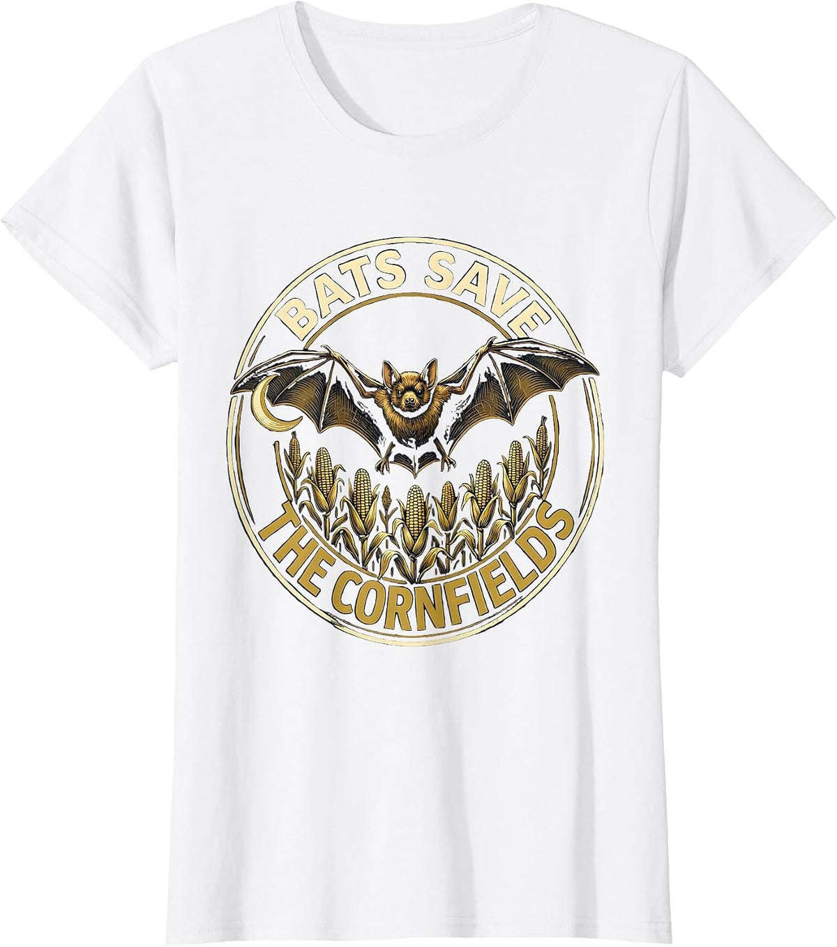 Bats Save The Cornfields Funny Bat Lover Biology Science T-Shirt - White