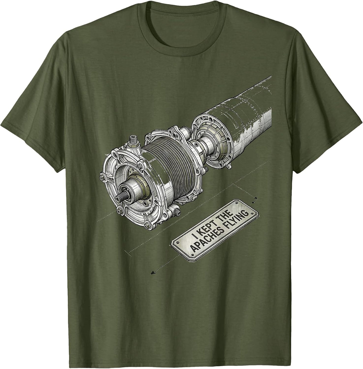 Men's I Kept The Apaches Flying Military Veteran Helicopter Pilot T-Shirt - Olive Green