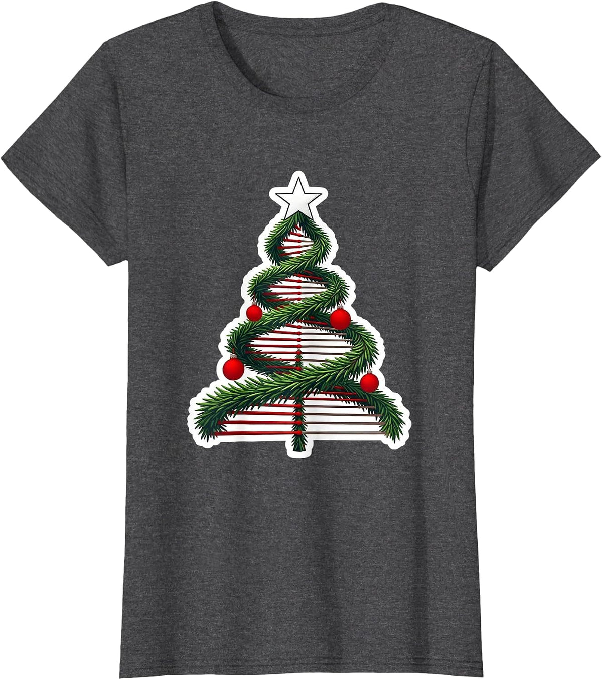 Women's DNA Helix Christmas Tree Science Teacher Humor T-Shirt - Dark Heather Grey