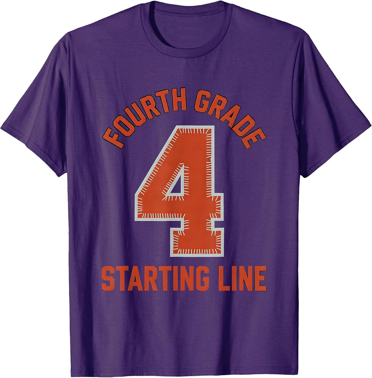 Team 4 Fourth Grade Starting Line Stencil Graphic School T-Shirt - Purple