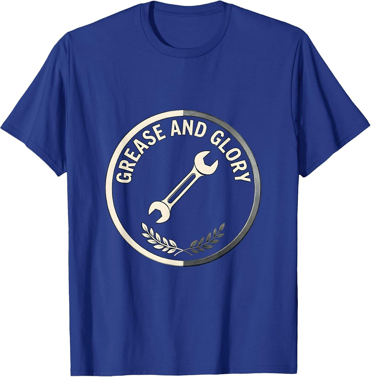 Grease and Glory Blue Collar Worker Design T-Shirt - Royal Blue