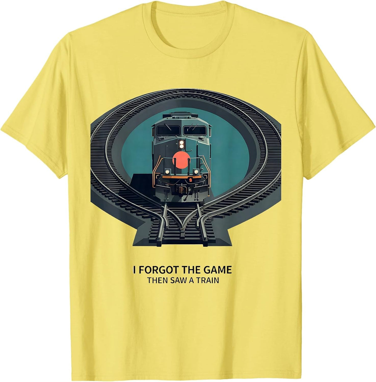 Men's I Forgot The Game, Then Saw A Train Funny Train Enthusiast T-Shirt - Lemon Yellow