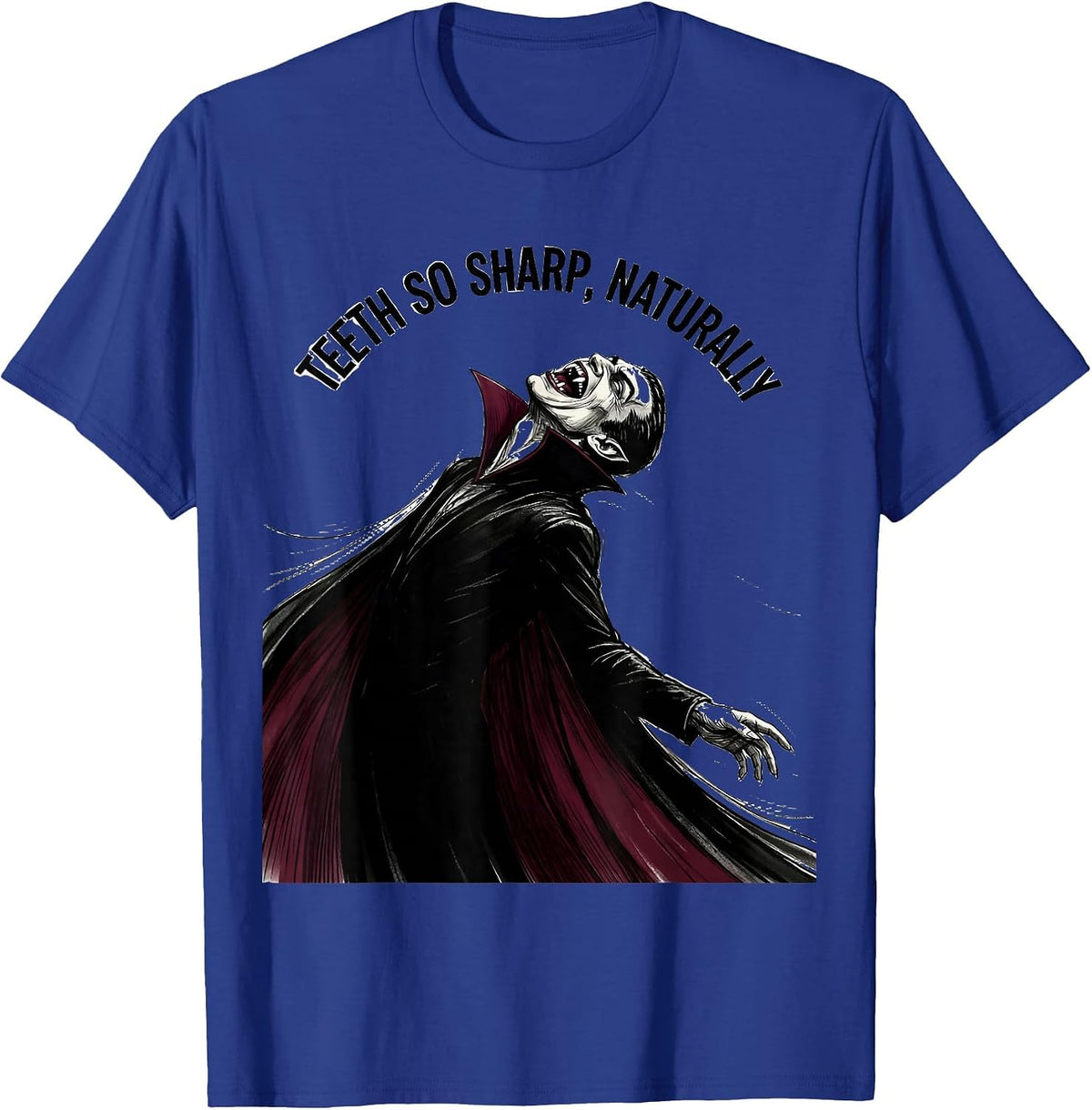 Men's Teeth So Sharp Naturally Dental Halloween Design T-Shirt - Royal Blue