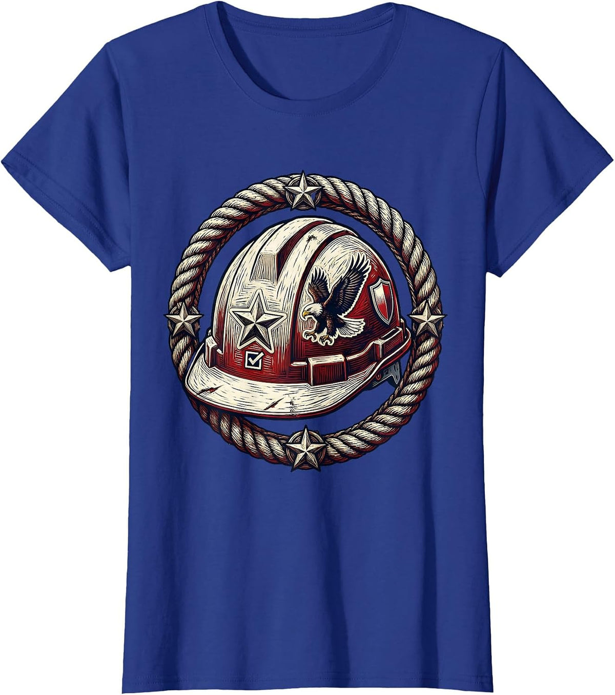 Women's Patriotic Hard Hat Voting Labor Day Graphic T-Shirt - Royal Blue