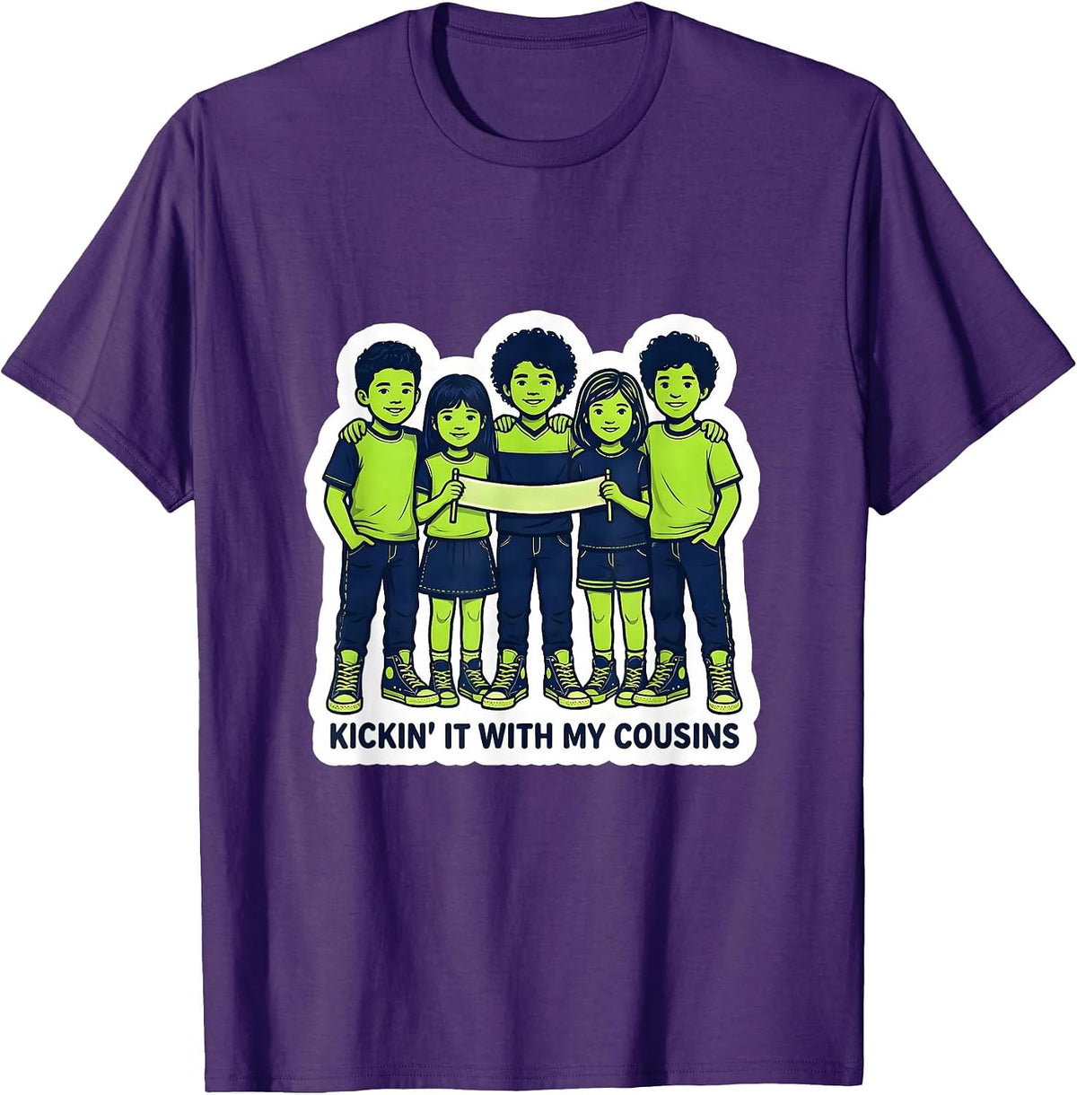 Kickin It With My Cousins Funny Family Reunion Matching T-Shirt - Purple