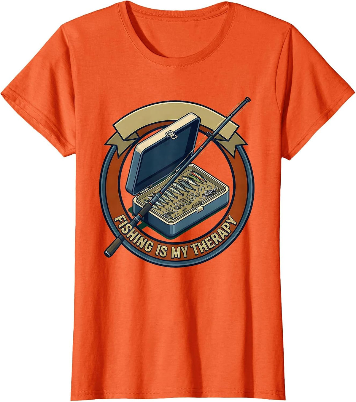 Fishing Is My Therapy Angler Design T-Shirt - Orange