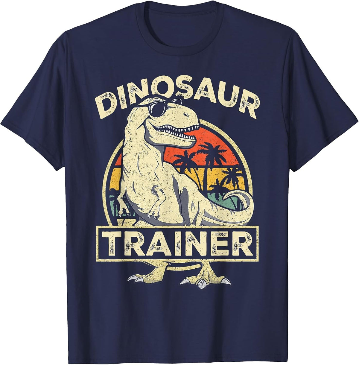 Dinosaur Trainer Halloween Costume Retro Dino Outline T-Shirt - Navy Blue