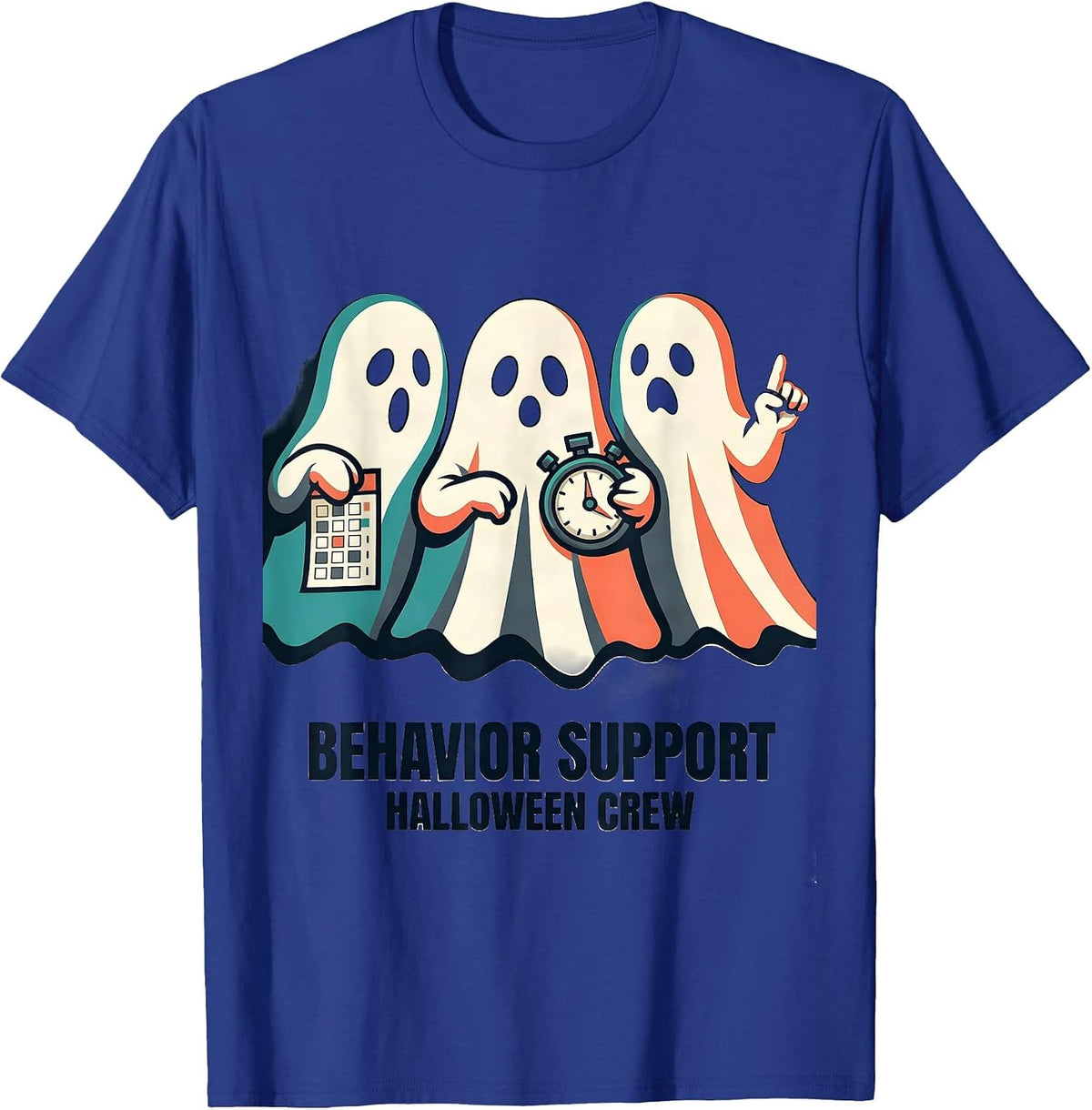 Behavior Support Halloween Crew Funny Medical Worker Boo T-Shirt - Royal Blue