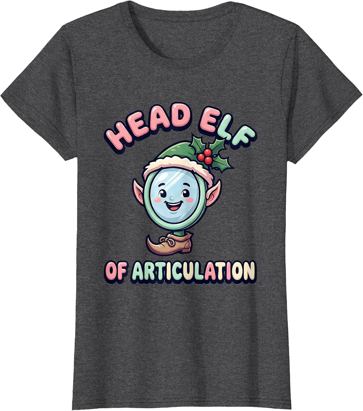 Women's Head Elf of Articulation Cute Kawaii Speech Therapist T-Shirt - Dark Heather Grey